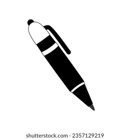 Silhouette of Pen for School and education icons vector flat illustration.Back to school Stationery subjects.
