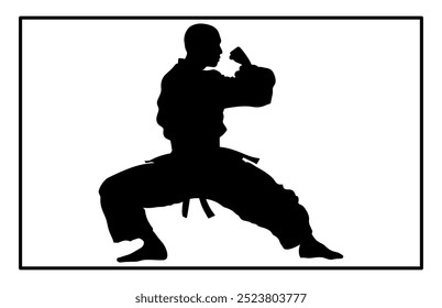 Silhueta de Pencak Silat Atleta em ação, silhuetas de artes marciais pencak silat com pose de ação diferente.