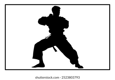 Silhueta de Pencak Silat Atleta em ação, silhuetas de artes marciais pencak silat com pose de ação diferente.