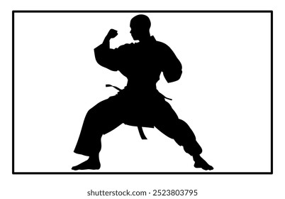 Silhueta de Pencak Silat Atleta em ação, silhuetas de artes marciais pencak silat com pose de ação diferente.