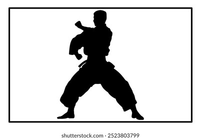 Silhouette of Pencak Silat Athlete in action, silhouettes of martial arts pencak silat with different action pose.