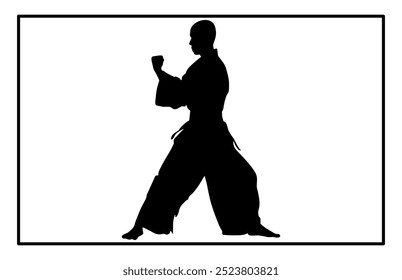 Silhueta de Pencak Silat Atleta em ação, silhuetas de artes marciais pencak silat com pose de ação diferente.