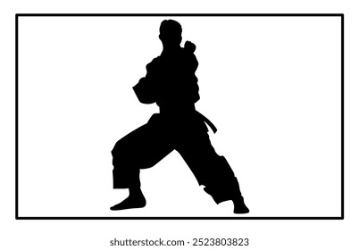 Silhouette of Pencak Silat Athlete in action, silhouettes of martial arts pencak silat with different action pose.