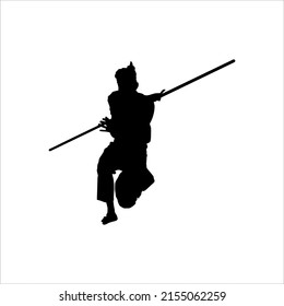 Silhouette Of 'Pencak Silat' Athlete, Pencak Silat Is Martial Art From Indonesia. Vector Illustration 