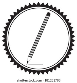 Silhouette of a pencil in a circular frame vector