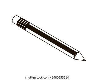 silhouette of pencil to write on white background