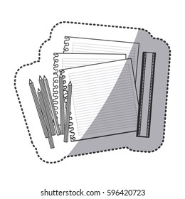 silhouette pencils color, notebook and rule icon, vector illustraction design