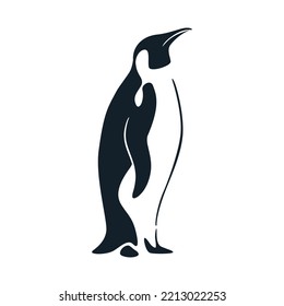 Silhouette penguin  Cute animals illustration  Vector print for poster  postcard  pattern 