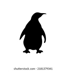 Silhouette of a penguin isolated white background. Vector stock