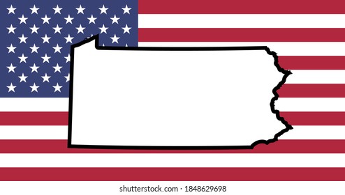 silhouette of Pennsylvania against the flag