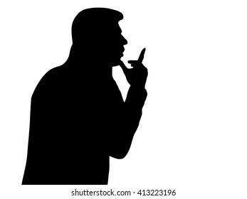 Silhouette of a pensive man. Black-n-white