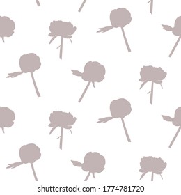 Silhouette of peonies on a light background. Natural background.