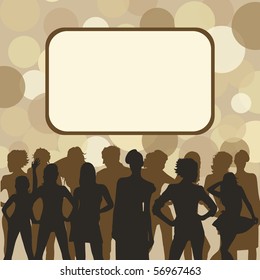 Silhouette of the people. Abstract beige background