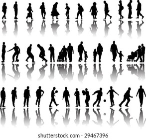 Silhouette of people in action vector illustration