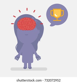 Silhouette people with brain highlight vector illustration