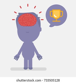 Silhouette people with brain highlight vector illustration