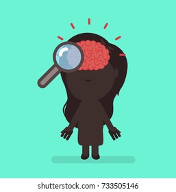 Silhouette people with brain highlight vector illustration