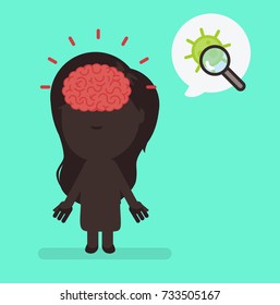 Silhouette people with brain highlight vector illustration