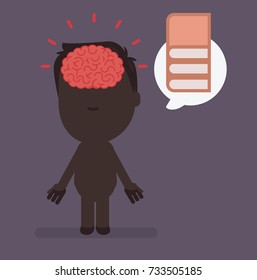 Silhouette people with brain highlight vector illustration: Education