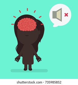 Silhouette people with brain highlight vector illustration: Silence