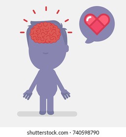 Silhouette people with brain highlight vector illustration