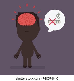Silhouette people with brain highlight vector illustration: Healthcare: Smoke