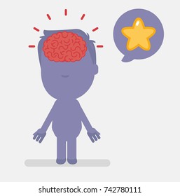 Silhouette people with brain highlight vector illustration: Star