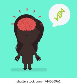 Silhouette people with brain highlight vector illustration: DNA