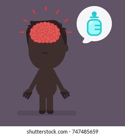 Silhouette people with brain highlight vector illustration: Paternity