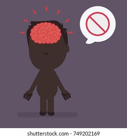 Silhouette people with brain highlight vector illustration: Forbidden