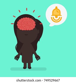 Silhouette people with brain highlight vector illustration: Alarm