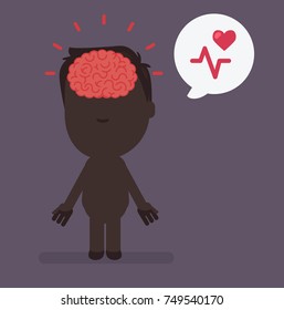 Silhouette people with brain highlight vector illustration: Healthcare