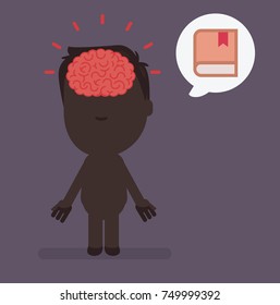 Silhouette people with brain highlight vector illustration: Education