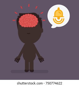 Silhouette people with brain highlight vector illustration: Alarm