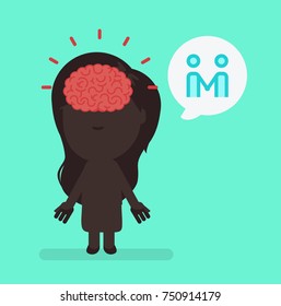 Silhouette people with brain highlight vector illustration: Couple wishes
