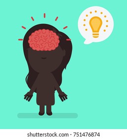 Silhouette people with brain highlight vector illustration: Ideas