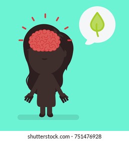 Silhouette people with brain highlight vector illustration: Nature