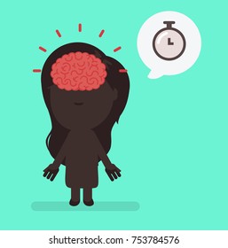 Silhouette people with brain highlight vector illustration: time