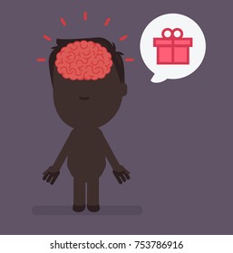 Silhouette people with brain highlight vector illustration: Gifts