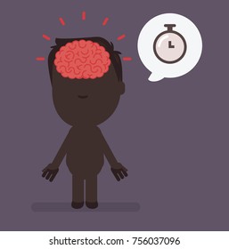 Silhouette people with brain highlight vector illustration: time