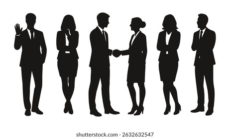 Silhouette Of People Business Businessman Businesswoman Vector Set Collection For Career Success Work And Job Black Business Teamwork Isolated Silhouettes