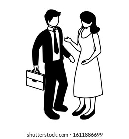 silhouette of people business standing on white background vector illustration design