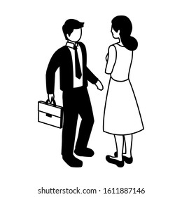 silhouette of people business standing on white background vector illustration design