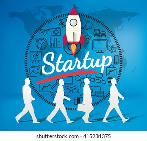 Silhouette people for business  startup