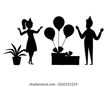 Silhouette of People Celebrating a Birthday Party
