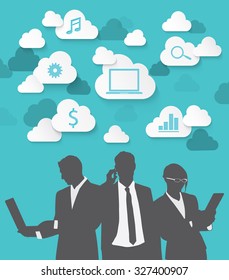 Silhouette people of Cloud concept.