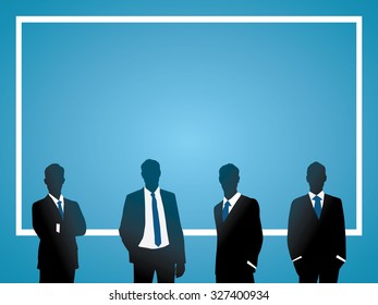 Silhouette people with copyspace frame.