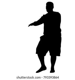 Silhouette of People dancing full and thick on White Background.