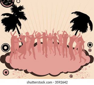 silhouette people dancing on  the party island