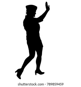 Silhouette of People dancing with a raised hand on White Background